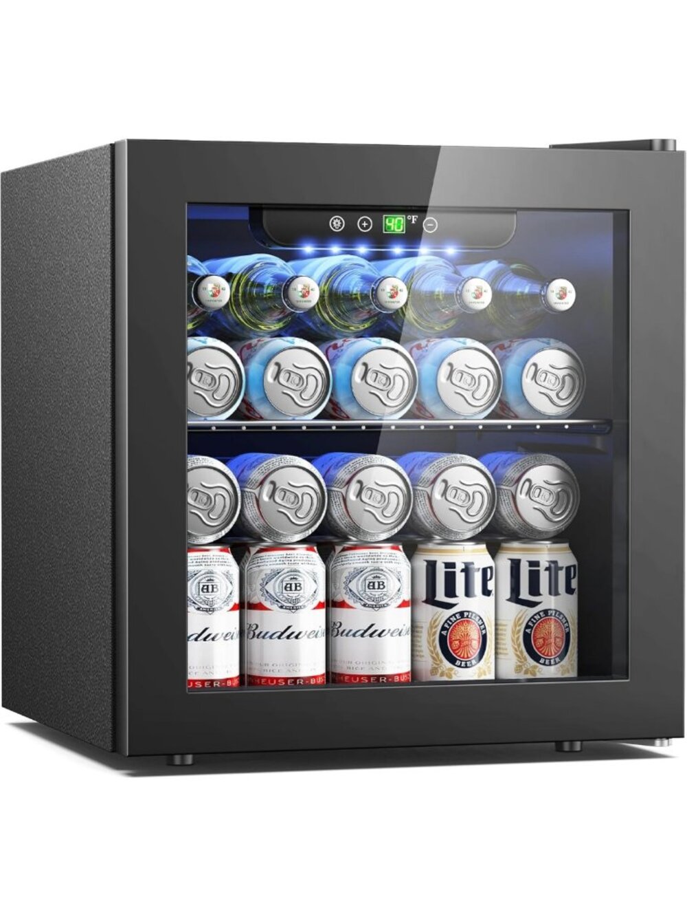 50 Can Mini Beverage Refrigerator | Glass Door, Whisper-Quiet, Fast Cooling for